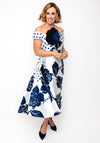 Gabriella Sanchez Floral Aline Bardot Dress, Navy