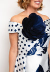 Gabriella Sanchez Floral Aline Bardot Dress, Navy