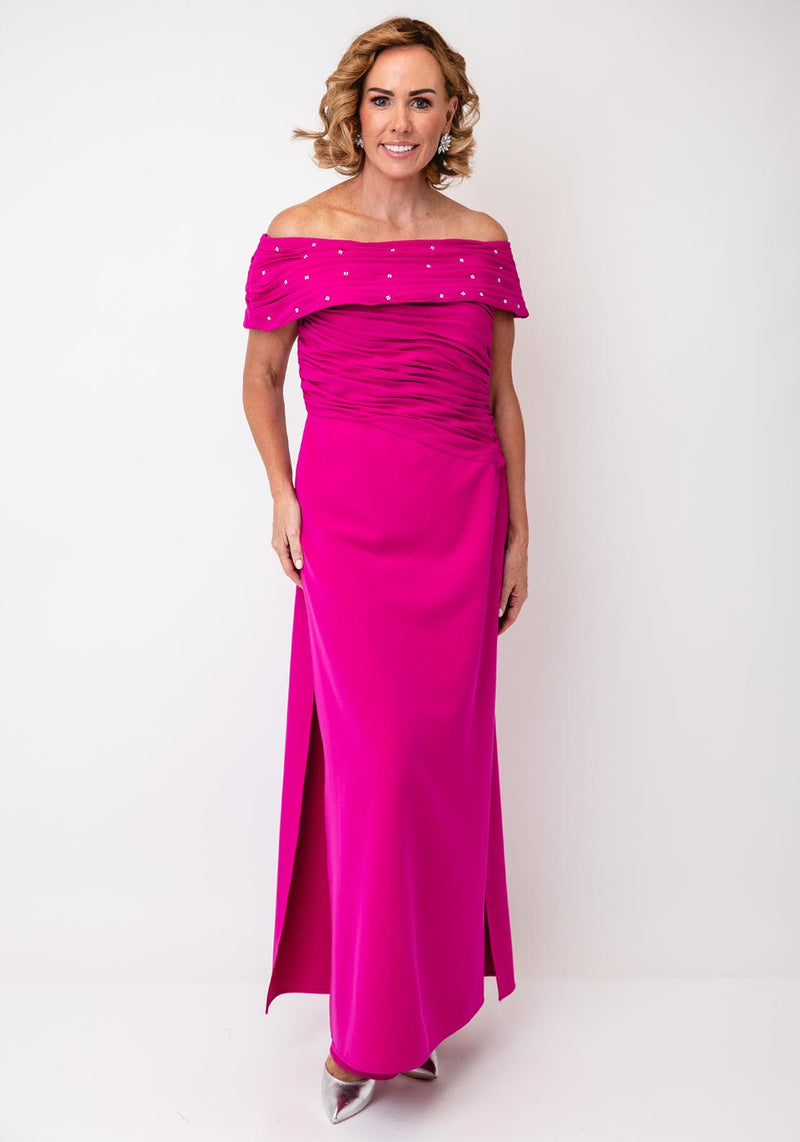 white christmas dresses Gabriela Sanchez 5543 Maria Pink Floral A Line Dress – The Rose Wardrobe main image 0