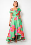 Gabriella Sanchez Floral Pleated Dipped Hem Dress, Green