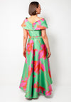 Gabriella Sanchez Floral Pleated Dipped Hem Dress, Green