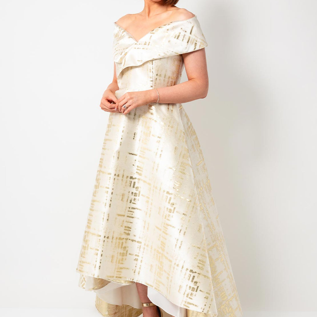 Gabriela Sanchez Metallic Dipped Hem Dress, Gold Gabriela Sanchez Metallic Dipped Hem Dress, Gold