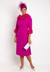 Gabriela Sanchez Faux Fur Trim Midi Dress, Fuchsia