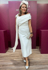 Giorgia Jo Draped Panel Pencil Dress, Ivory