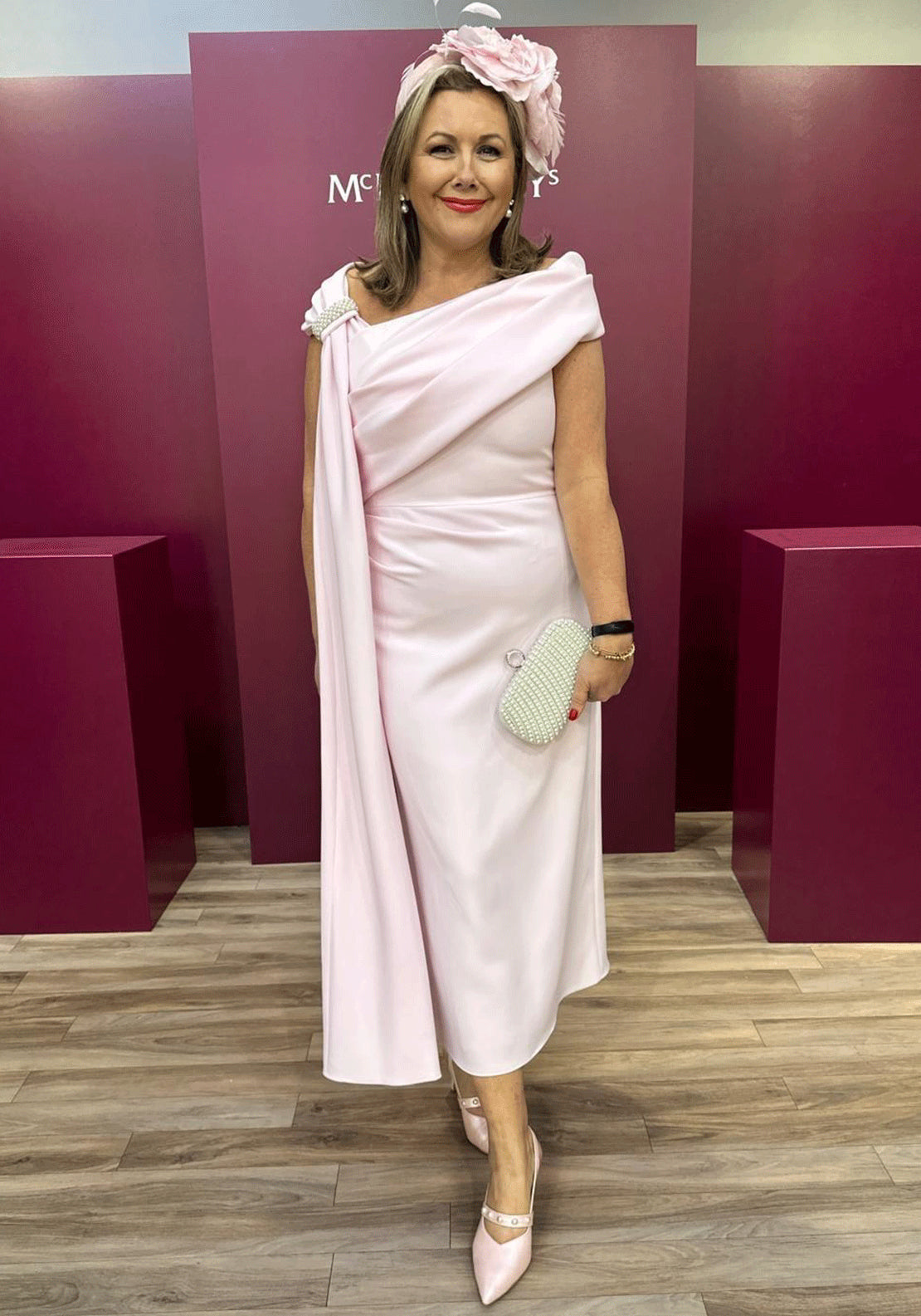 Giorgia Jo Draped Panel Pencil Dress, Pink