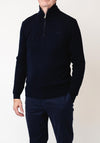Gant Textured Cotton Merino Half Zip Sweater, Navy