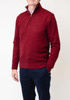 Gant Textured Cotton Merino Half Zip Sweater, Wine