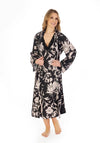 Slenderella Satin Floral Print Kimono, Black
