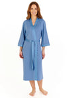 Gaspe Satin Wrap Kimono Robe, Blue