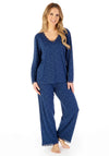 Gaspe Star Print Long Sleeve Pyjama Set, Navy