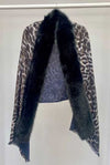 Malissa J Leopard Print Faux Fur Shawl, Grey