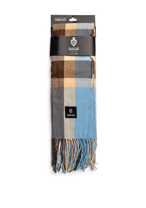 Serafina Collection Mens Check Scarf, Blue & Brown