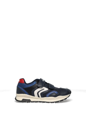Geox Boys Pavel Mesh Dual Strap Trainers, Navy