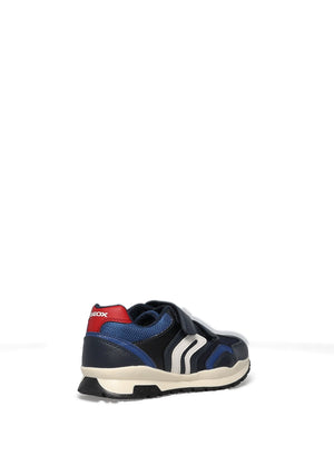 Geox Boys Pavel Mesh Dual Strap Trainers, Navy