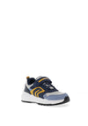 Geox Boys Heevok Suede and Mesh Velcro Trainers, Navy