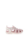 Geox Girls Mesh Closed Toe Sandals, White & Pink