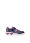 Geox Girls Lights Assister Velcro Trainer, Navy