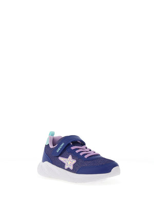 Geox Girls Sprintye J55FWA Glitter Trainer, Navy