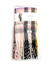 Serafina Collection Wool Blend Plaid Fringed Scarf, Ecru