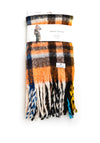 Serafina Collection Wool Blend Plaid Fringed Scarf, Orange