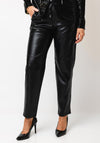 Gerry Weber Faux Leather Tapered Trousers, Black