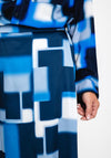 Gerry Weber Semi Pleated Blurred Check Midi Skirt, Blue