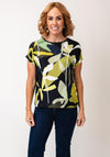 Gerry Weber Floral Abstract Round Neck Top, Green Multi