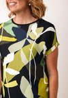 Gerry Weber Floral Abstract Round Neck Top, Green Multi
