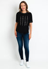 Gerry Weber Striped Sequin Design T-Shirt, Black