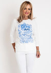 Gerry Weber Front Lettering Print Top, White & Blue