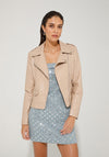 Goa Goa Rivet Detail Leather Jacket, Beige