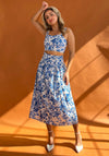 Girl In Mind Billie Floral Top & Skirt Set, White & Blue