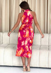 Girl In Mind Alessia Satin Halter Neck Midi Dress, Rose Abstract