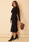 Girl In Mind Chevi High Neck Knit Midi Skater Dress, Black