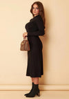Girl In Mind Chevi High Neck Knit Midi Skater Dress, Black