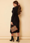 Girl In Mind Chevi High Neck Knit Midi Skater Dress, Black