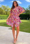 Girl In Mind Joann Floral Print Button Detail Smock Dress, Pink Multi