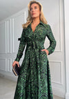 Girl in Mind Odette Border Print Shirt Dress, Green