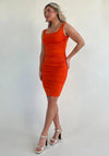 Girl In Mind Calista Ruched Midi Dress, Orange