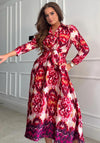 Girl In Mind Isabella Tie Front Shirt Midi Dress, Pink