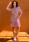 Girl In Mind Esther Red Floral Smock Mini Dress, Red