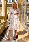 Girl In Mind Frankee Floral Print Tiered Midi Dress, Pastel Floral