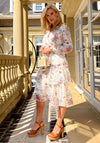 Girl In Mind Frankee Floral Print Tiered Midi Dress, Pastel Floral