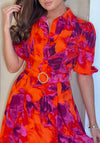Girl in Mind Holland Floral Shirt Dress, Orange and Pink