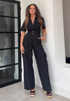 Girl In Mind Seraphina Military Style Wide Leg Jumpsuit, Black