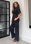 Girl In Mind Seraphina Military Style Wide Leg Jumpsuit, Black