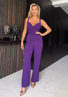 Girl In Mind Matilda Plunge Neck Wide Leg Jumpsuit, Purple