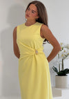Girl In Mind Louisa with Gold Buckle Wrap Midi Dress, Yellow