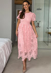 Girl In Mind Marguerite Puff Sleeve Midi Dress, Pink