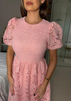 Girl In Mind Marguerite Puff Sleeve Midi Dress, Pink